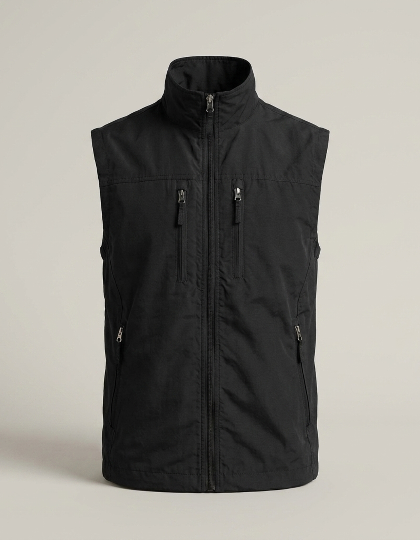 PLUXSTYLE::numise::mens-stand-collar-bodywarmer::pack-black