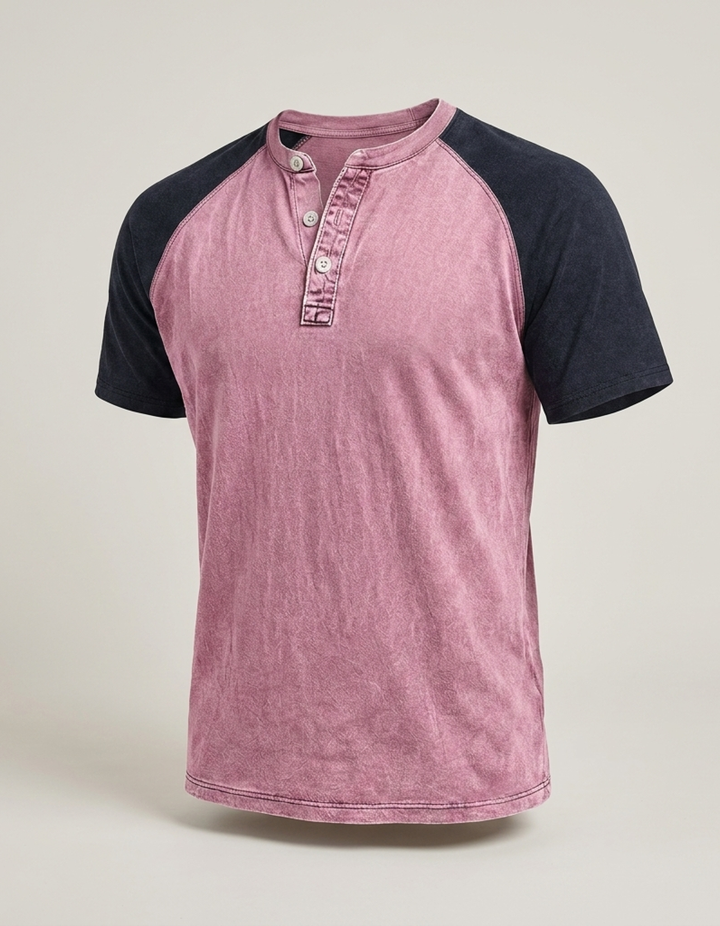 PLUXSTYLE::numise::acid-wash-henley-top::pack-pink