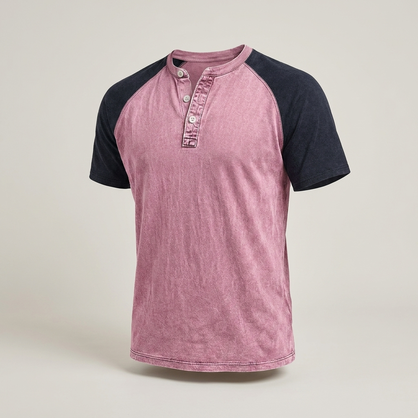 PLUXSTYLE::numise::acid-wash-henley-top::pack-pink