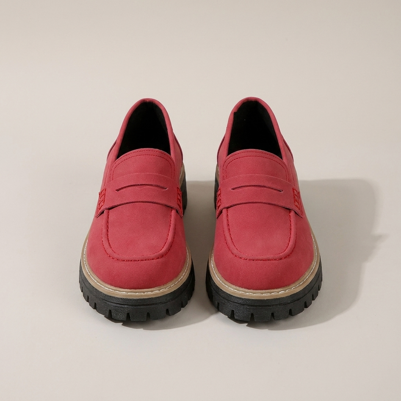 PLUXSTYLE::numise::platform-penny-loafers::pack-red