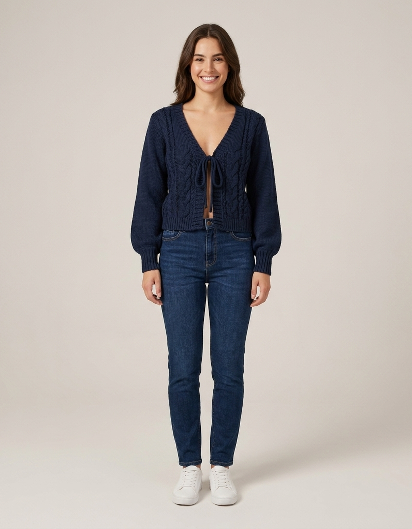 PLUXSTYLE::numise::drop-shoulder-cardigan::front