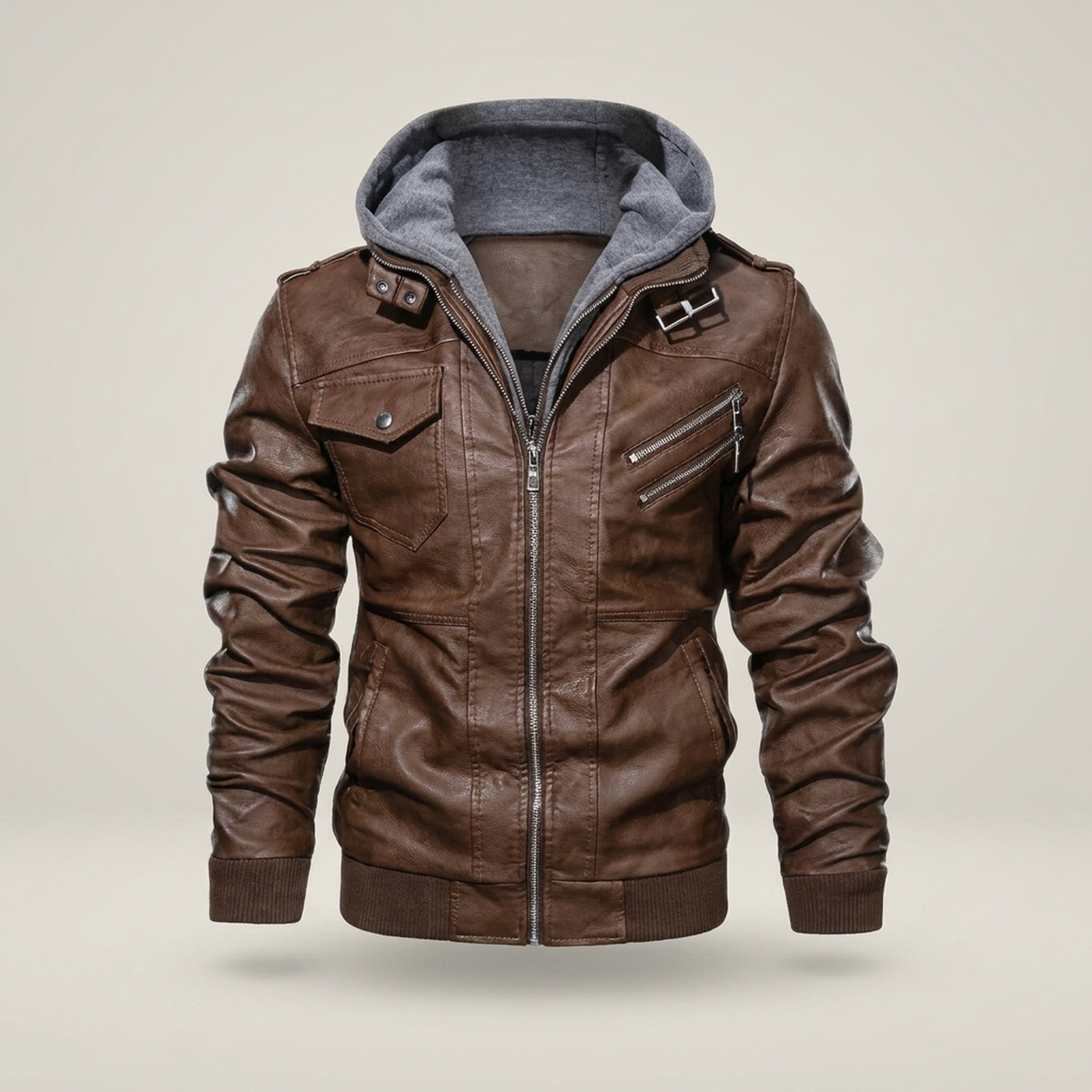 PLUXSTYLE::numise::mens-detachable-hood-parka::pack-brown