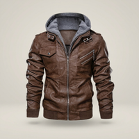 PLUXSTYLE::numise::mens-detachable-hood-parka::pack-brown