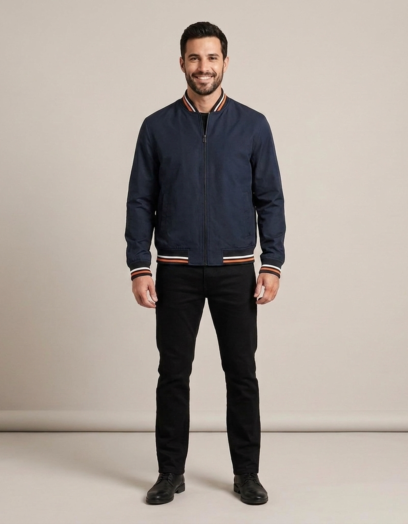 PLUXSTYLE::numise::lightweight-structured-bomber-jacket::front