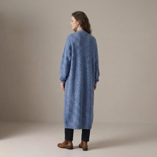 PLUXSTYLE::numise::oversized-maxi-cardigan::back