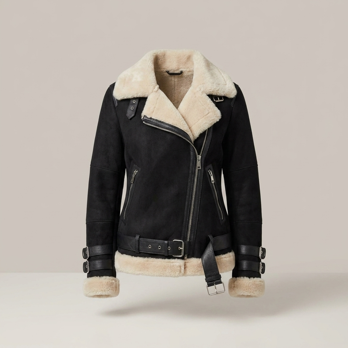 PLUXSTYLE::numise::belted-aviator-parka::pack-black