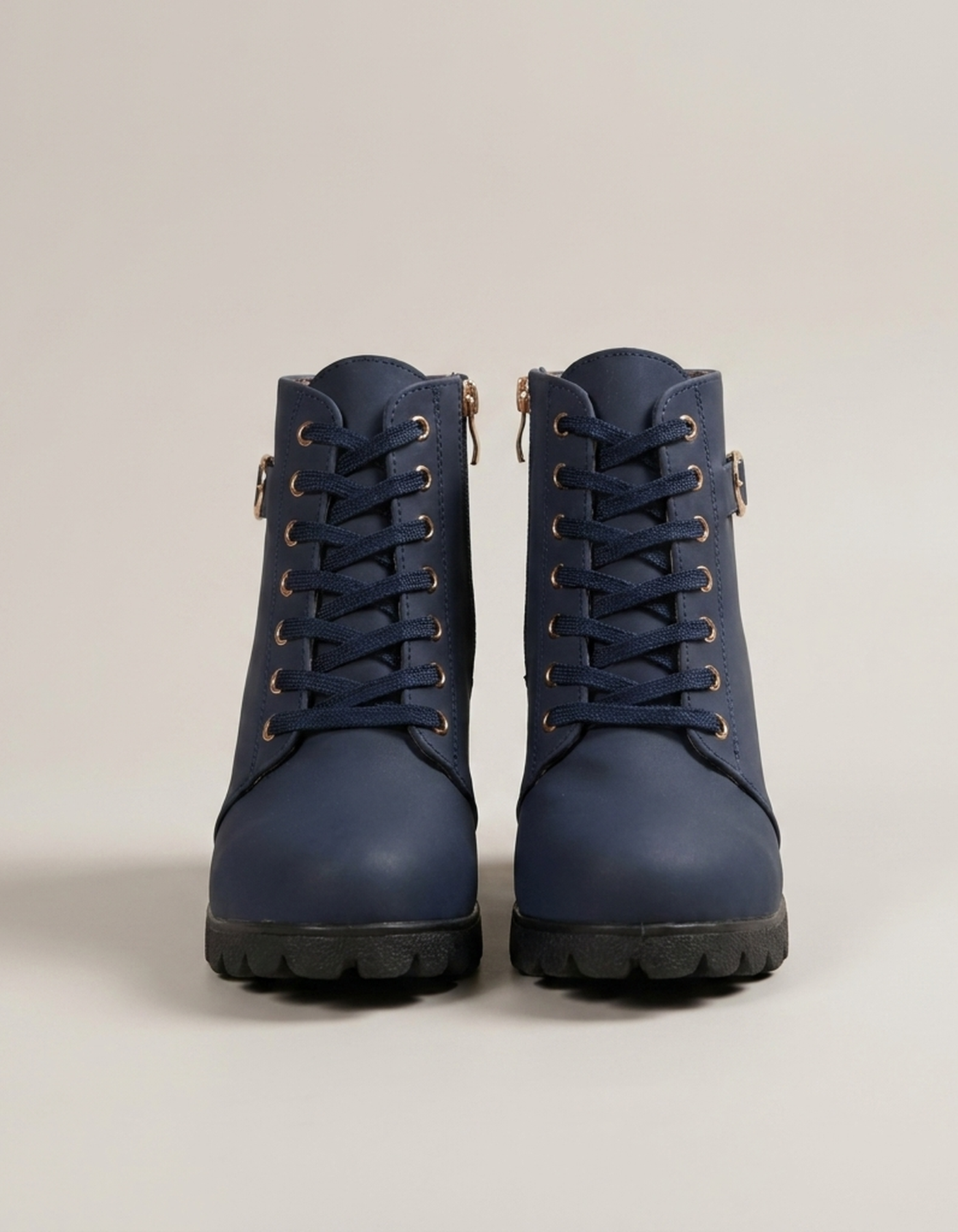 PLUXSTYLE::numise::buckle-chunky-heel-ankle-boots::pack-blue