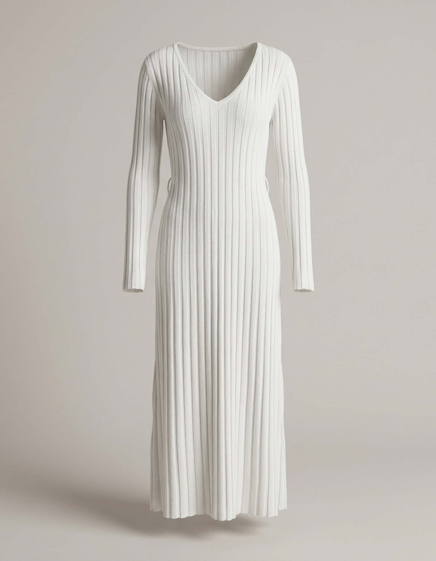 PLUXSTYLE::numise::v-neck-tie-waist-midi-dress::pack-white