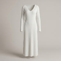 PLUXSTYLE::numise::v-neck-tie-waist-midi-dress::pack-white