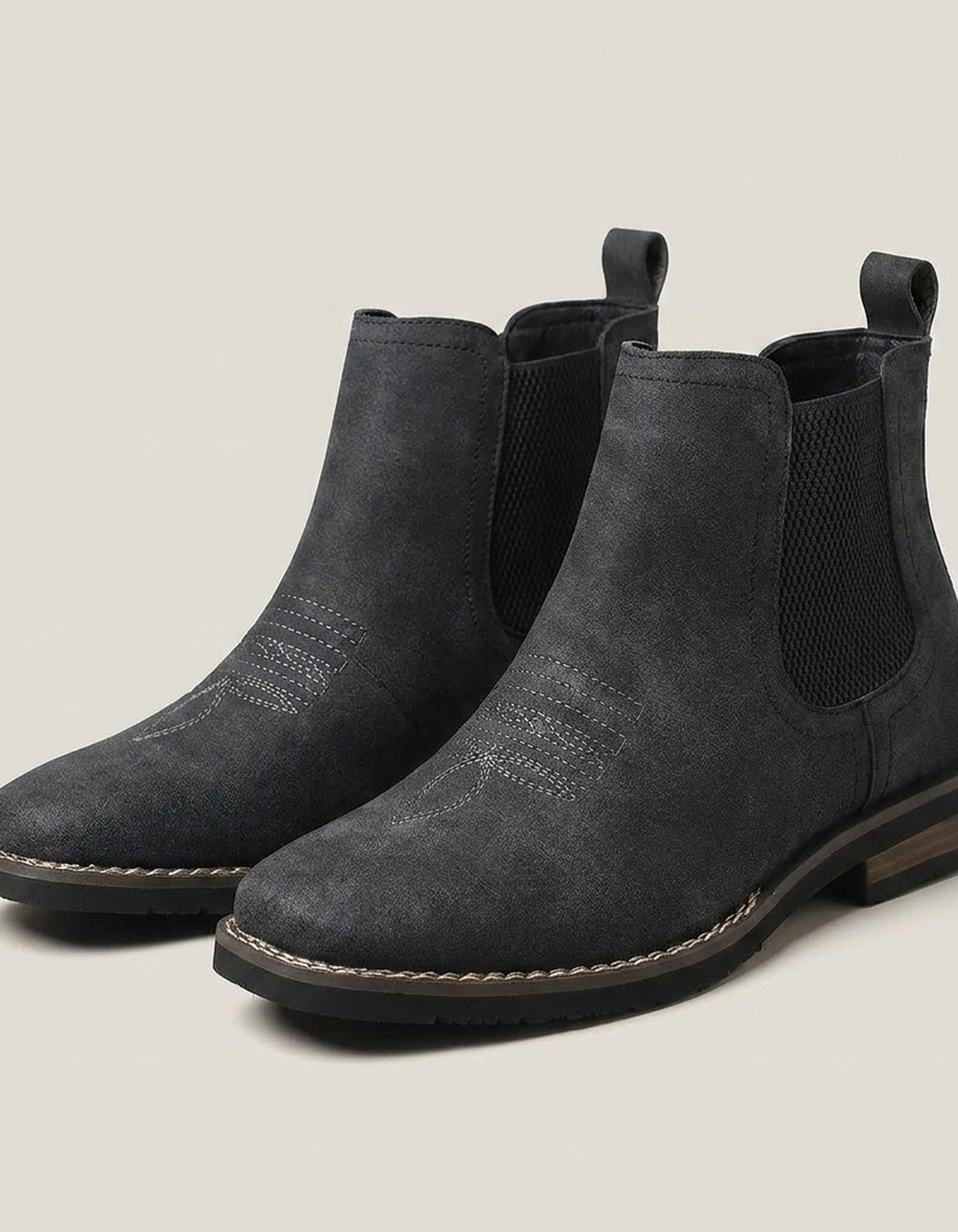 PLUXSTYLE::numise::mens-square-toe-chelsea-boots::pack-black