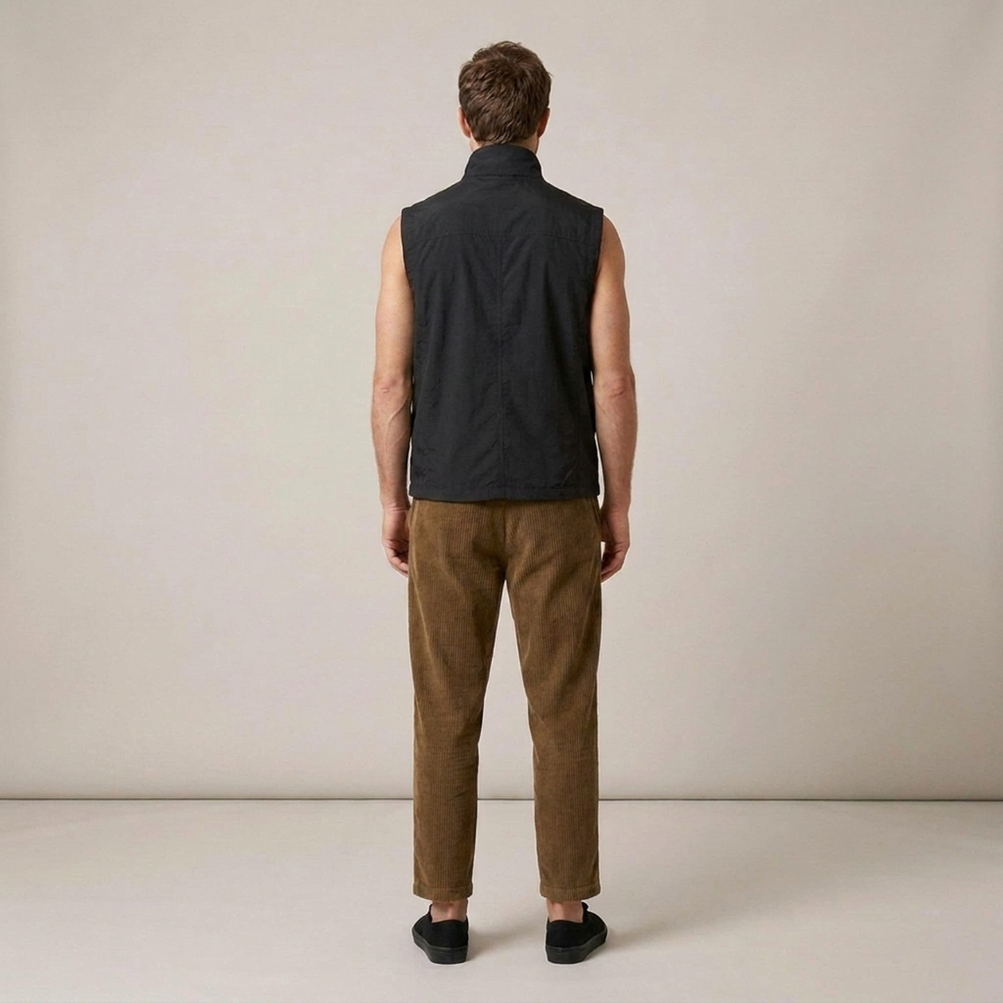 PLUXSTYLE::numise::mens-stand-collar-bodywarmer::back