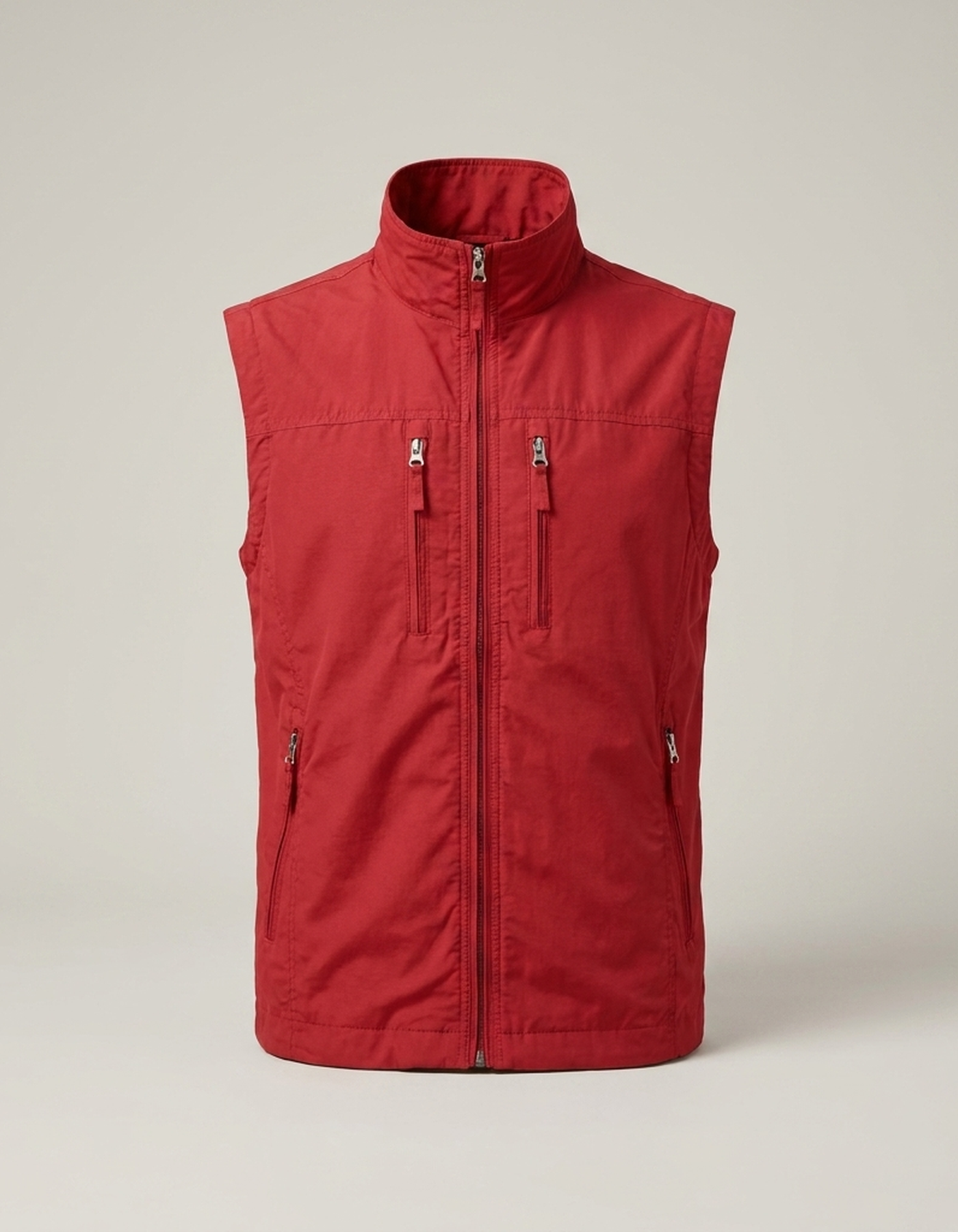 PLUXSTYLE::numise::mens-stand-collar-bodywarmer::pack-red