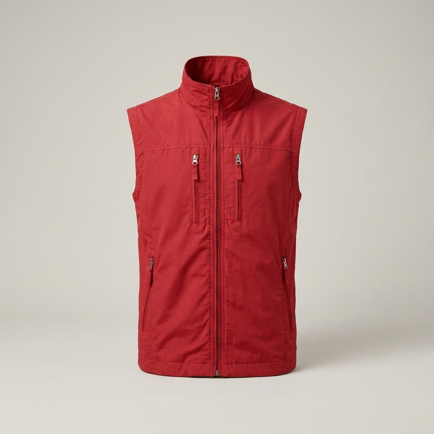 PLUXSTYLE::numise::mens-stand-collar-bodywarmer::pack-red