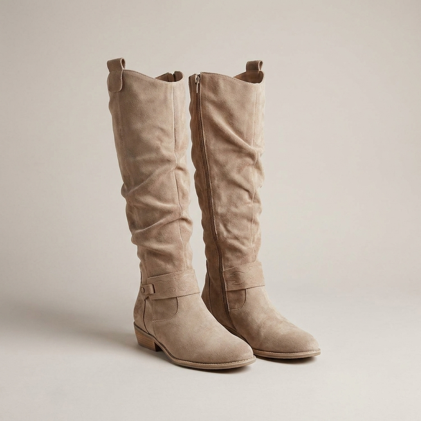 PLUXSTYLE::numise::wide-fit-knee-high-boots::pack-beige