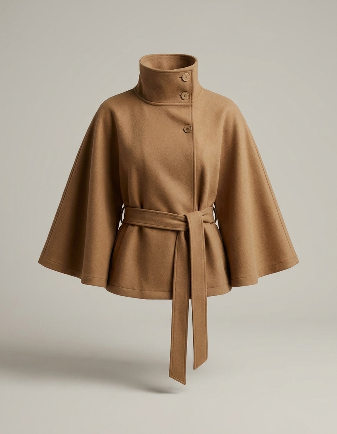 PLUXSTYLE::numise::tie-waist-cape-parka::pack-brown