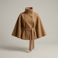 PLUXSTYLE::numise::tie-waist-cape-parka::pack-brown