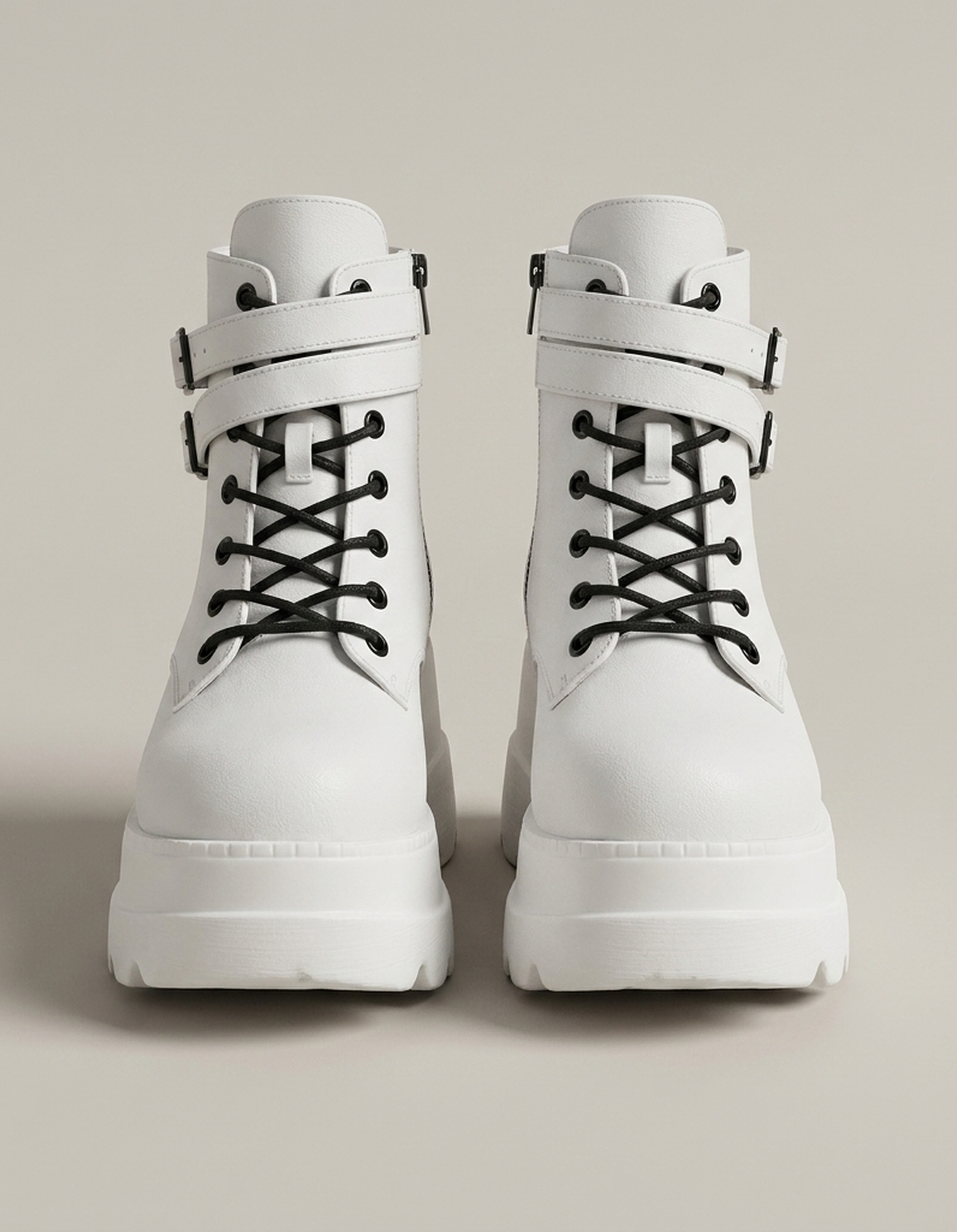 PLUXSTYLE::numise::studded-platform-combat-boots::pack-white