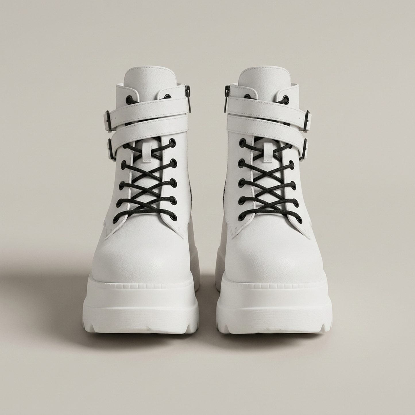 PLUXSTYLE::numise::studded-platform-combat-boots::pack-white