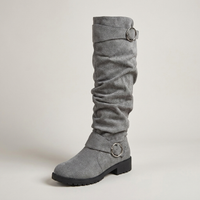 PLUXSTYLE::numise::slouchy-buckle-knee-high-boots::closeup-hero