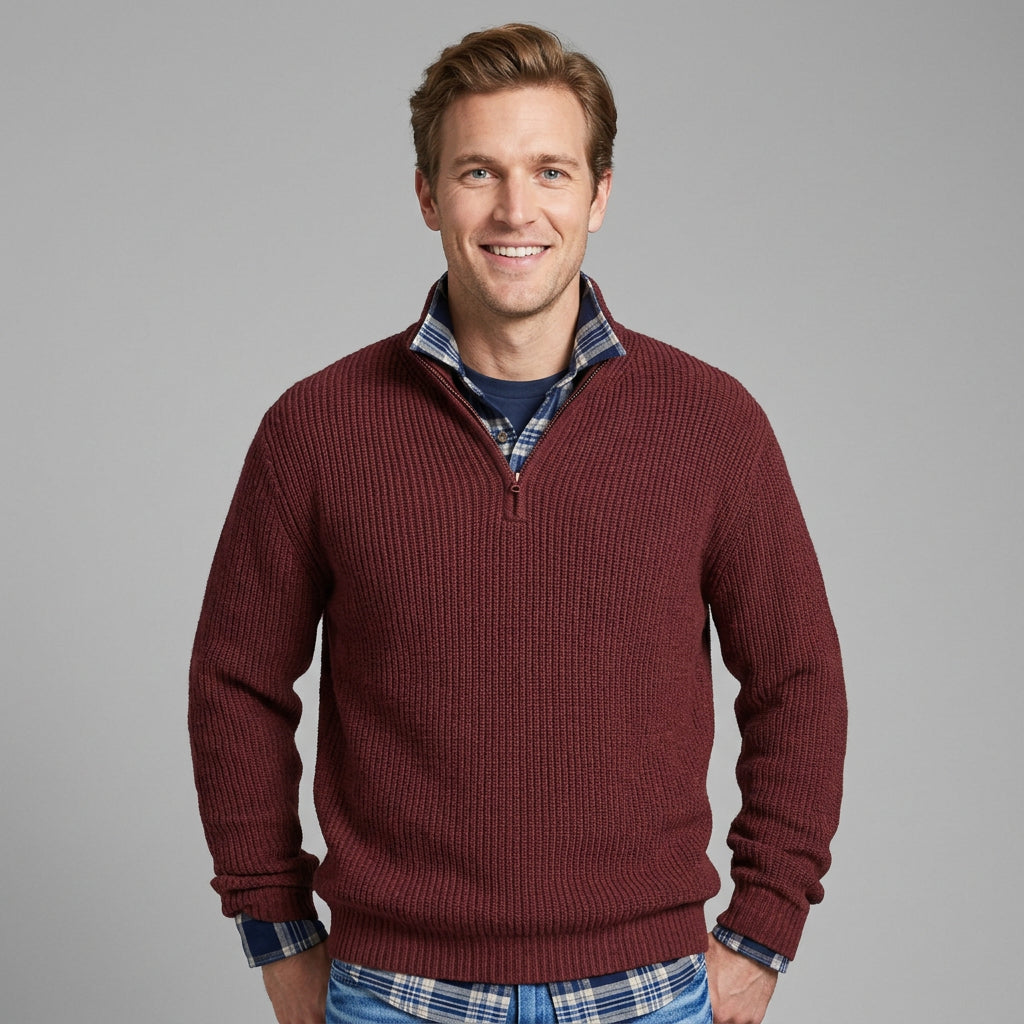 Mason | Men's Warm Zip-Up Knit Pullover