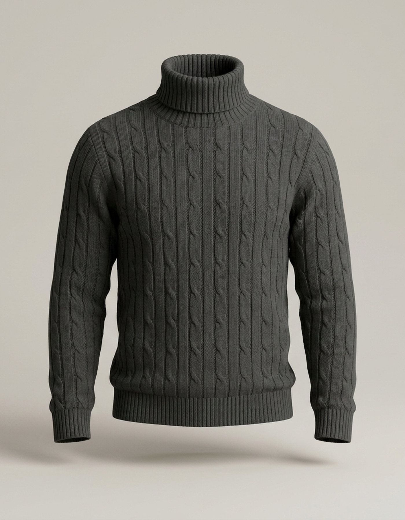 PLUXSTYLE::numise::mens-cable-turtleneck-sweater::pack-dark-gray