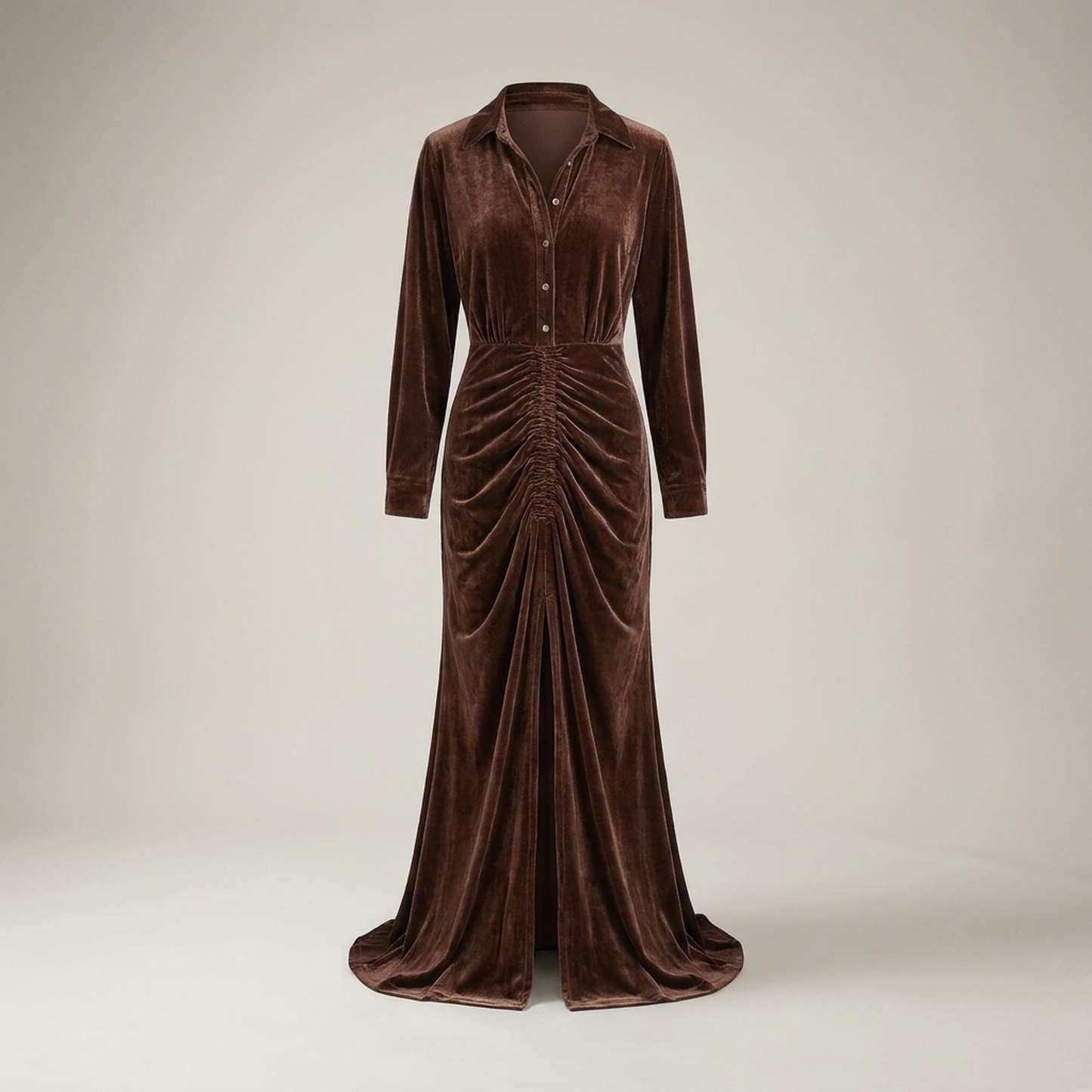 PLUXSTYLE::numise::alessia-pleated-midi-dress::pack-brown
