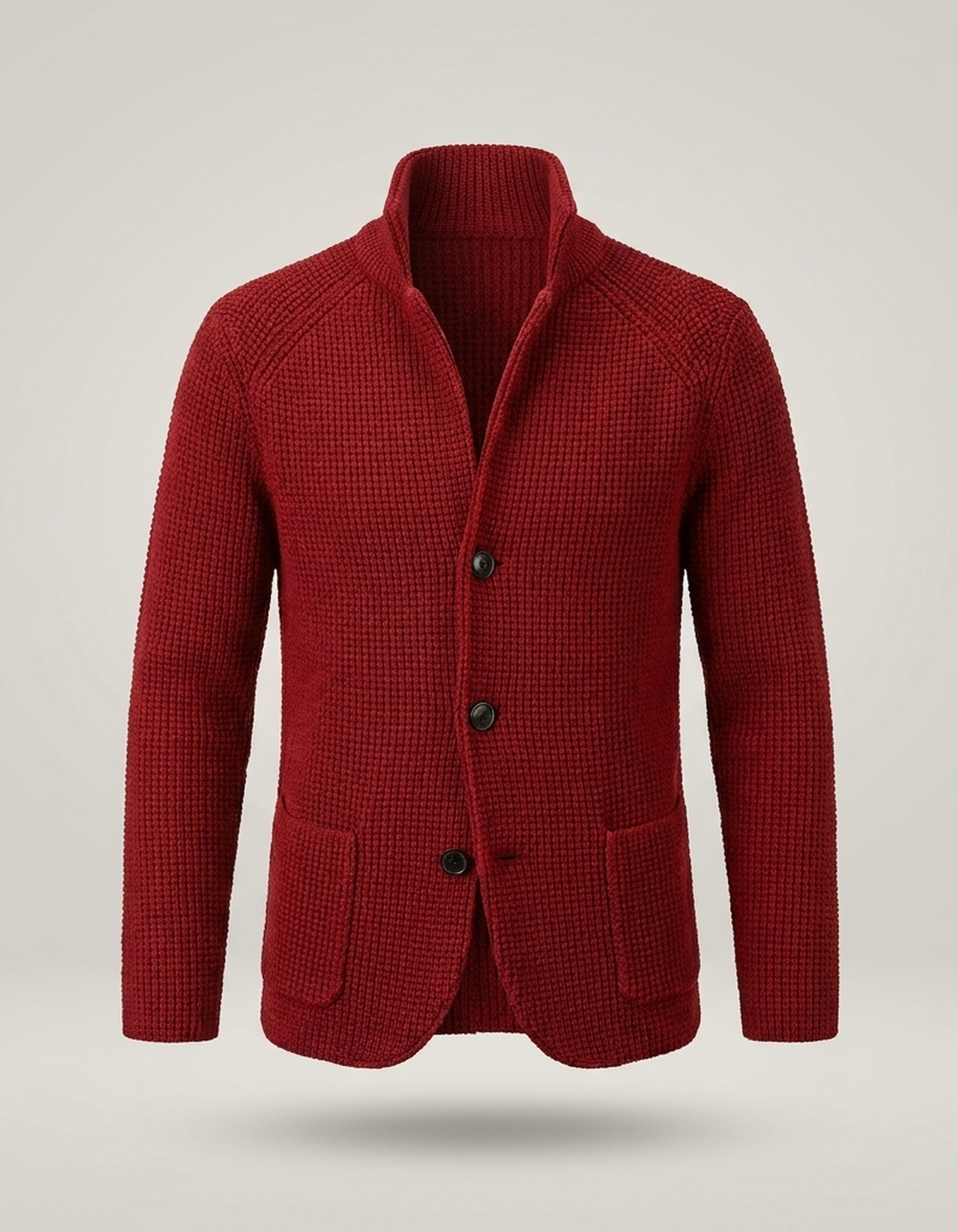 PLUXSTYLE::numise::stand-collar-button-cardigan::pack-red