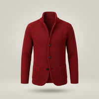 PLUXSTYLE::numise::stand-collar-button-cardigan::pack-red