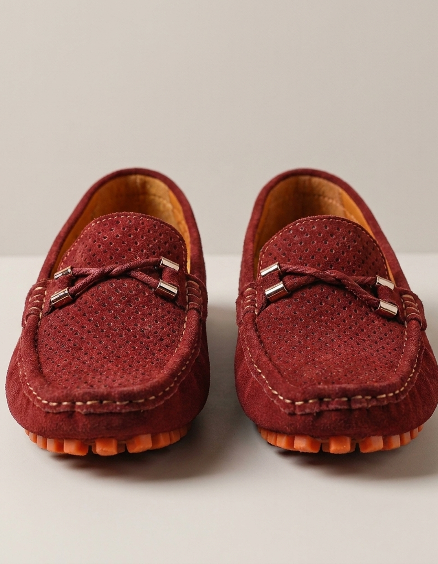 PLUXSTYLE::numise::mens-perforated-slip-on-loafers::pack-red