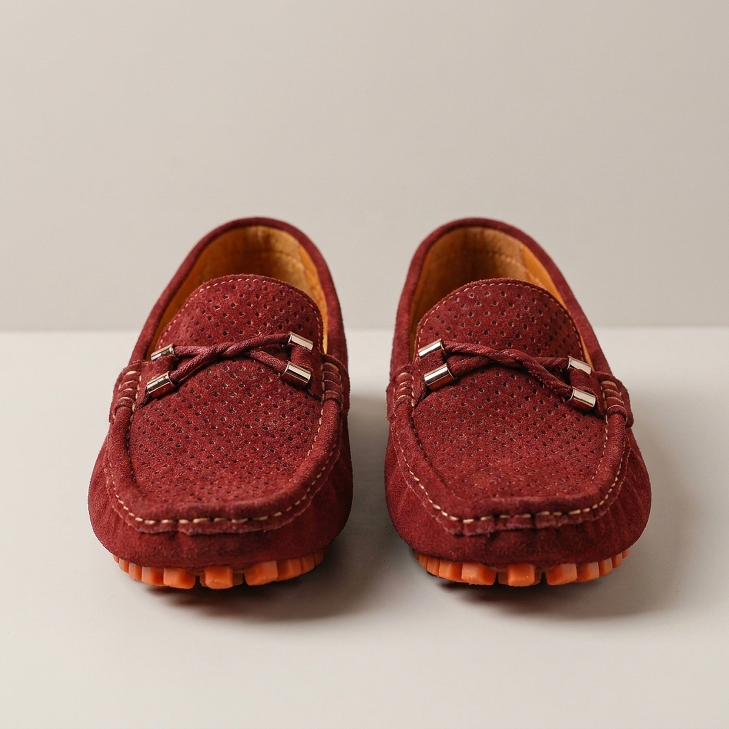 PLUXSTYLE::numise::mens-perforated-slip-on-loafers::pack-red