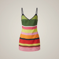 PLUXSTYLE::numise::striped-v-neck-mini-dress::pack-green