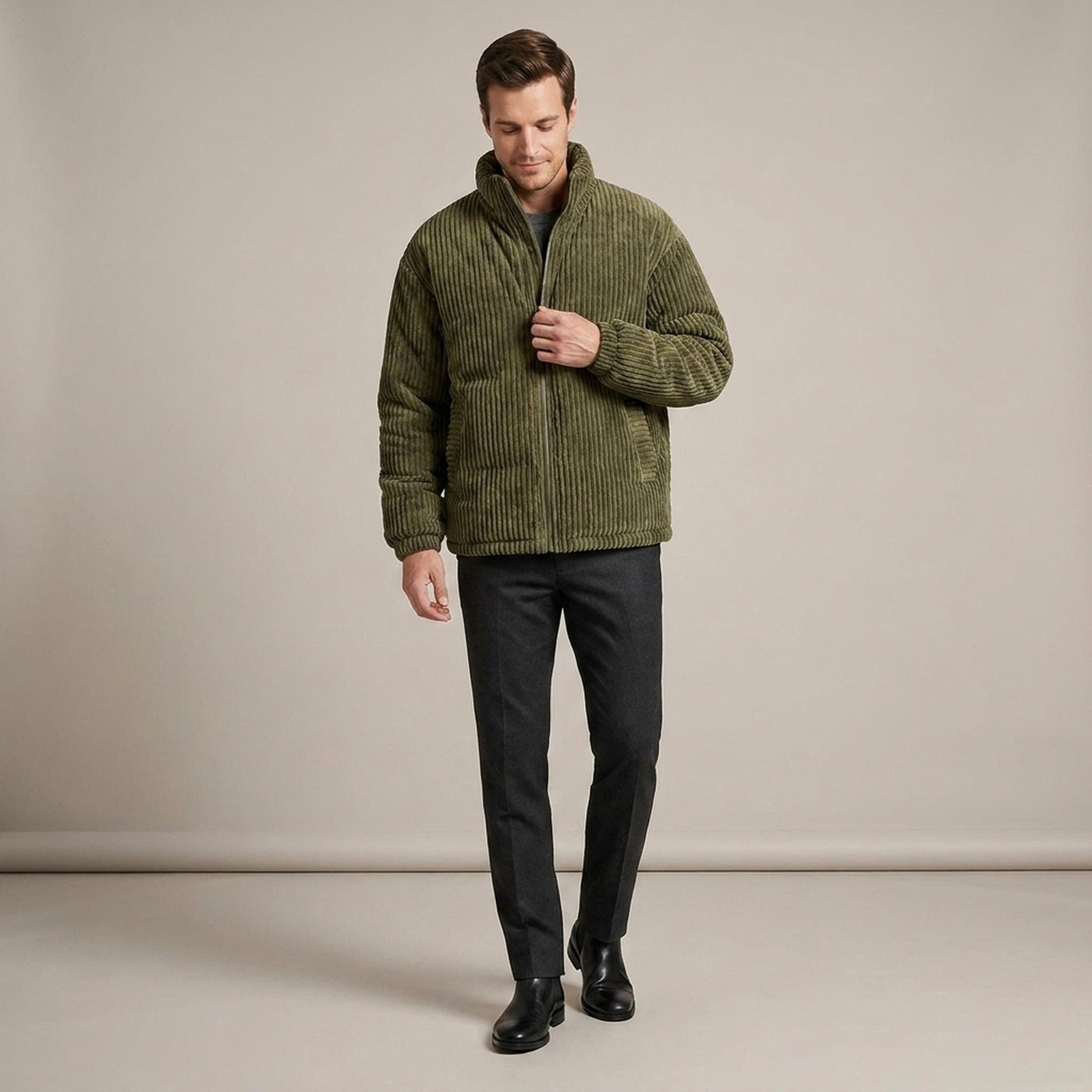 PLUXSTYLE::numise::mens-oversized-stand-collar-parka::front