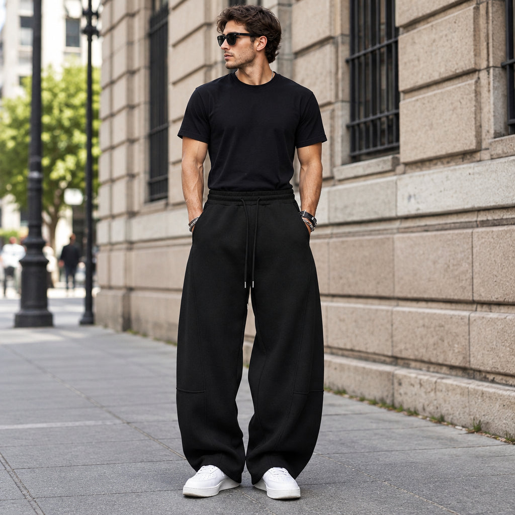 Wide-Leg Relaxed Jogger Pants