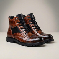 PLUXSTYLE::numise::mens-croc-embossed-ankle-boots::closeup-detail