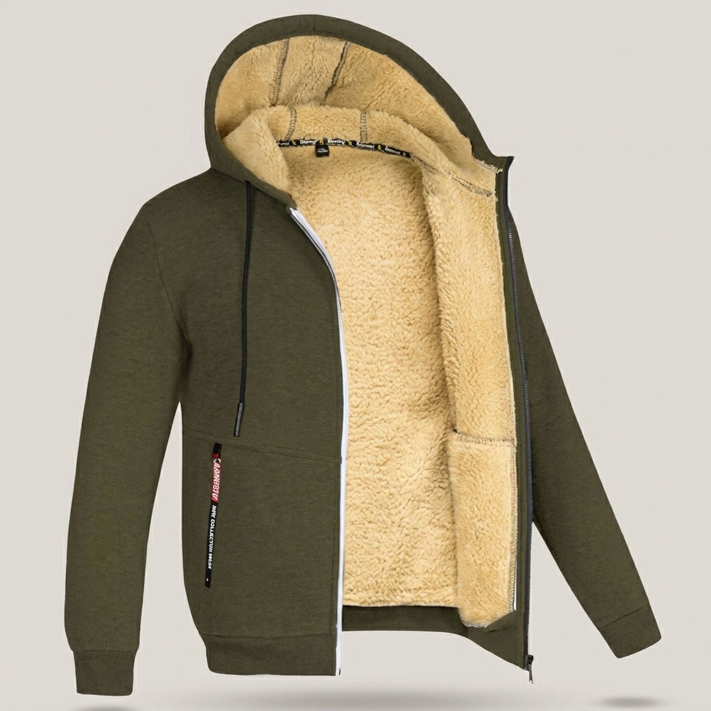 PLUXSTYLE::numise::mens-relaxed-hooded-jacket::pack-green