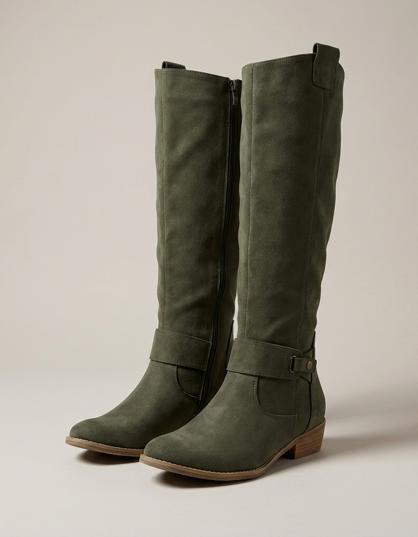 PLUXSTYLE::numise::wide-fit-knee-high-boots::pack-dark-green