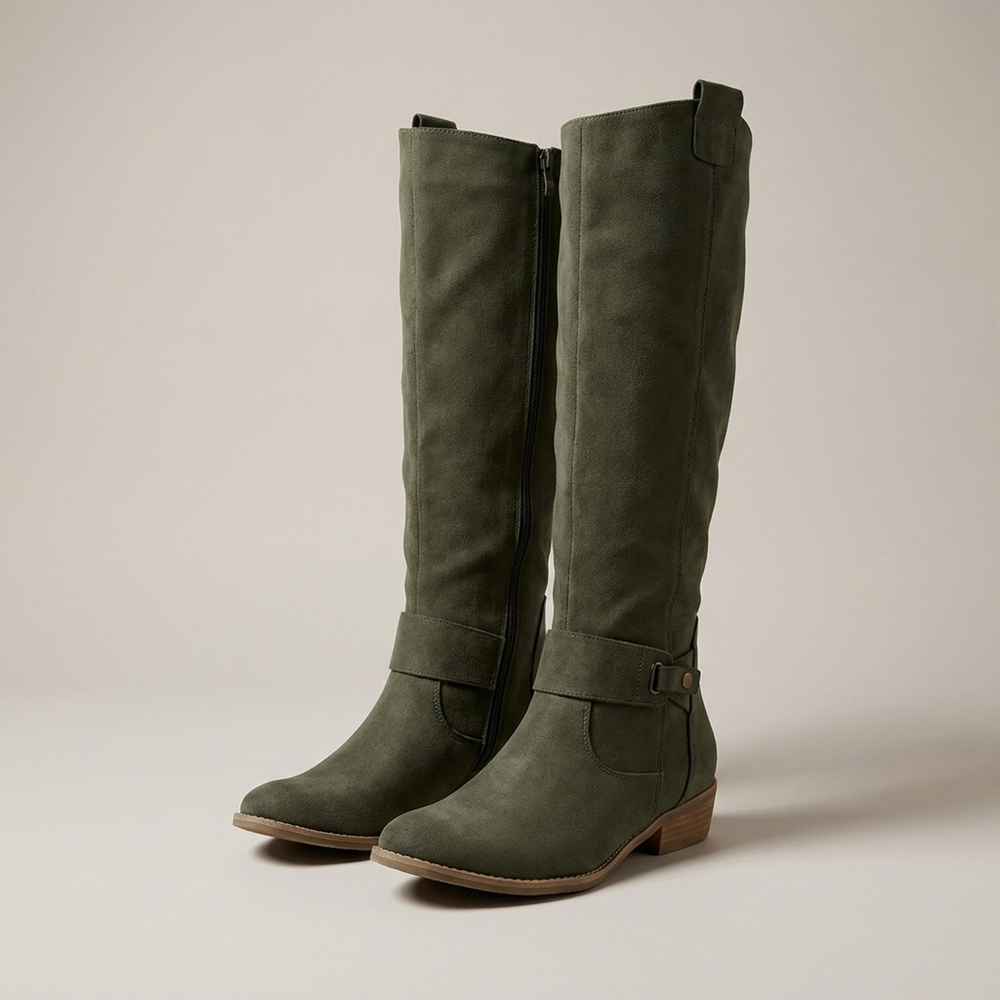 PLUXSTYLE::numise::wide-fit-knee-high-boots::pack-dark-green