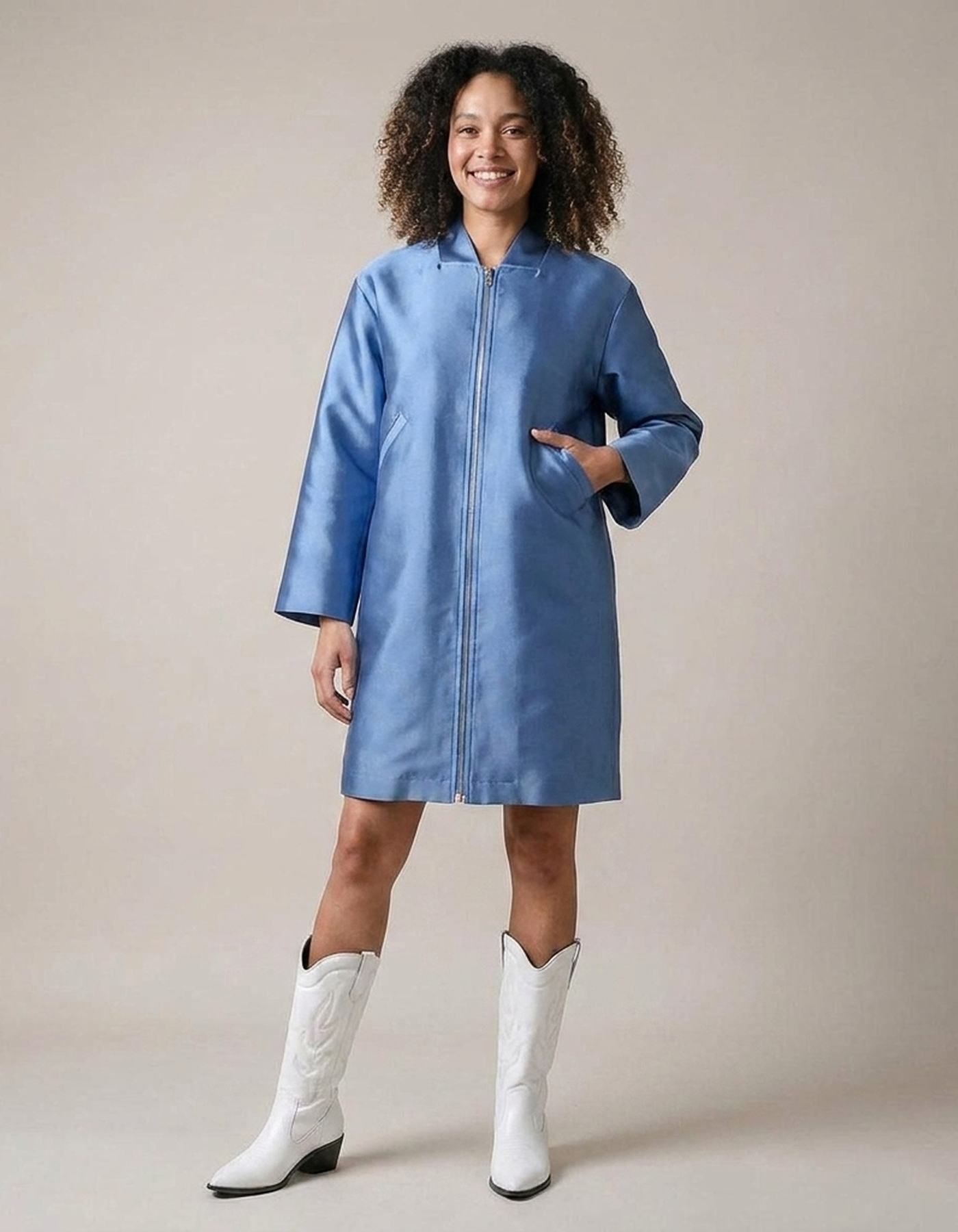 PLUXSTYLE::numise::bruna-blue-bomber-jacket::front