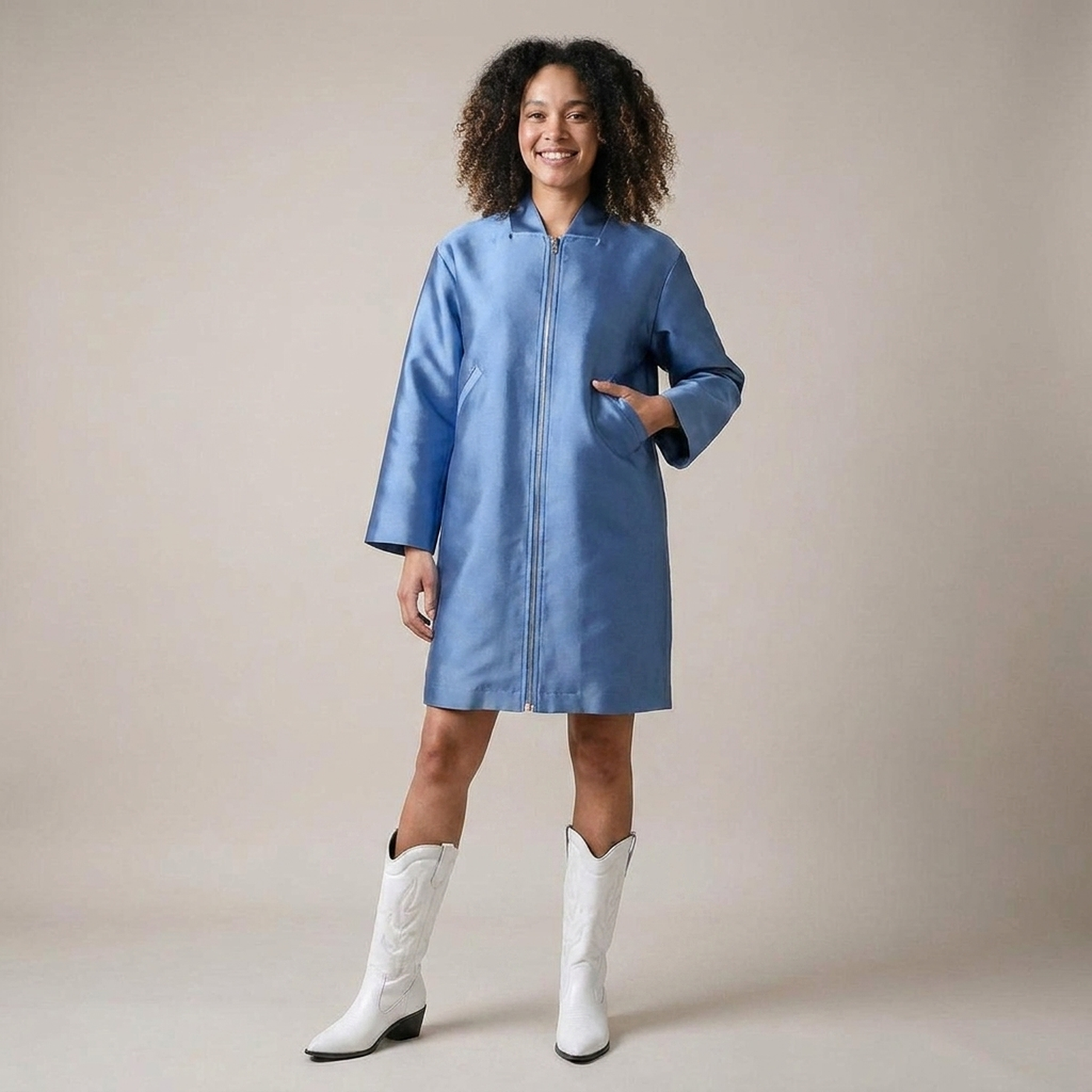 PLUXSTYLE::numise::bruna-blue-bomber-jacket::front