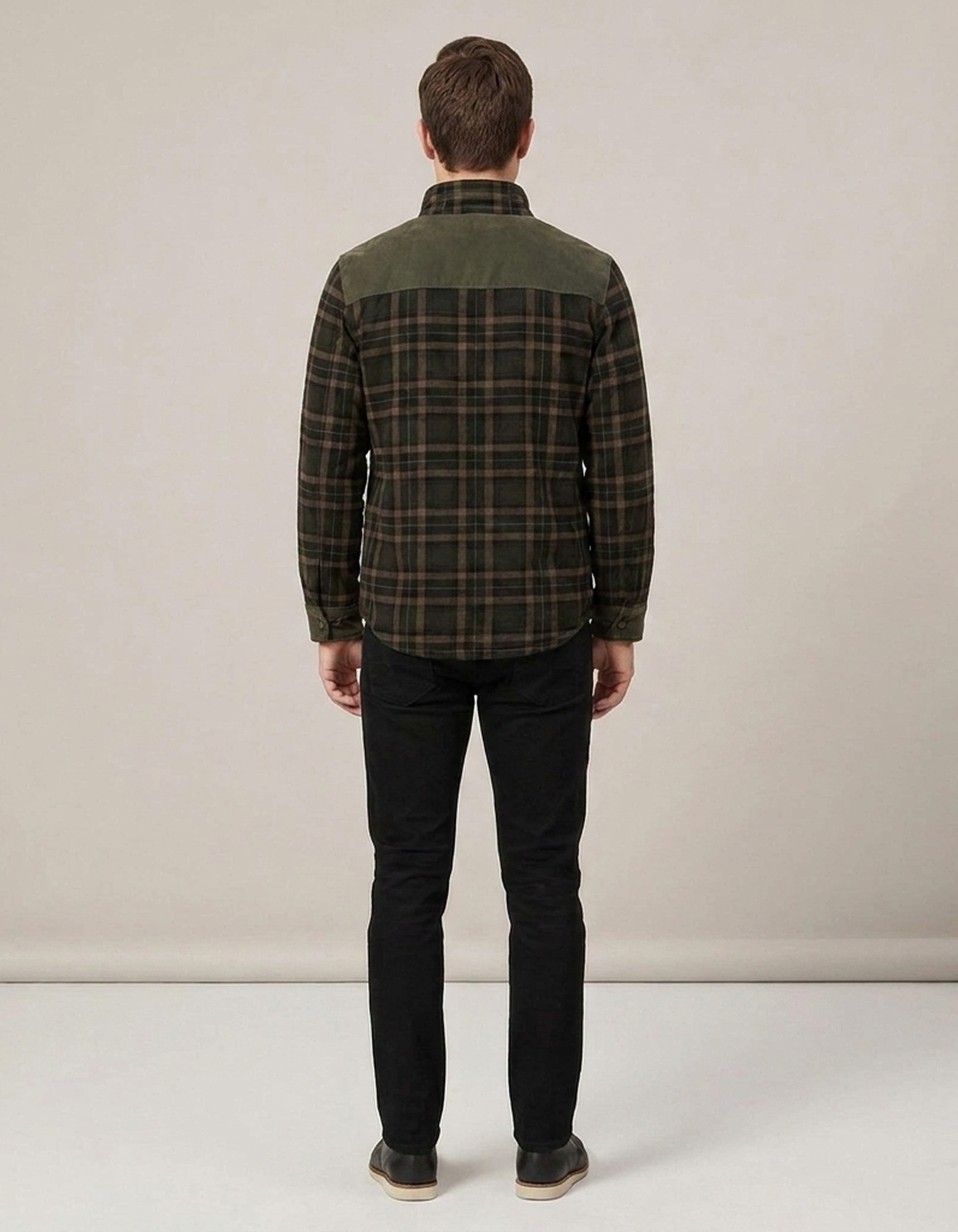 PLUXSTYLE::numise::mens-regular-fit-plaid-shacket::back