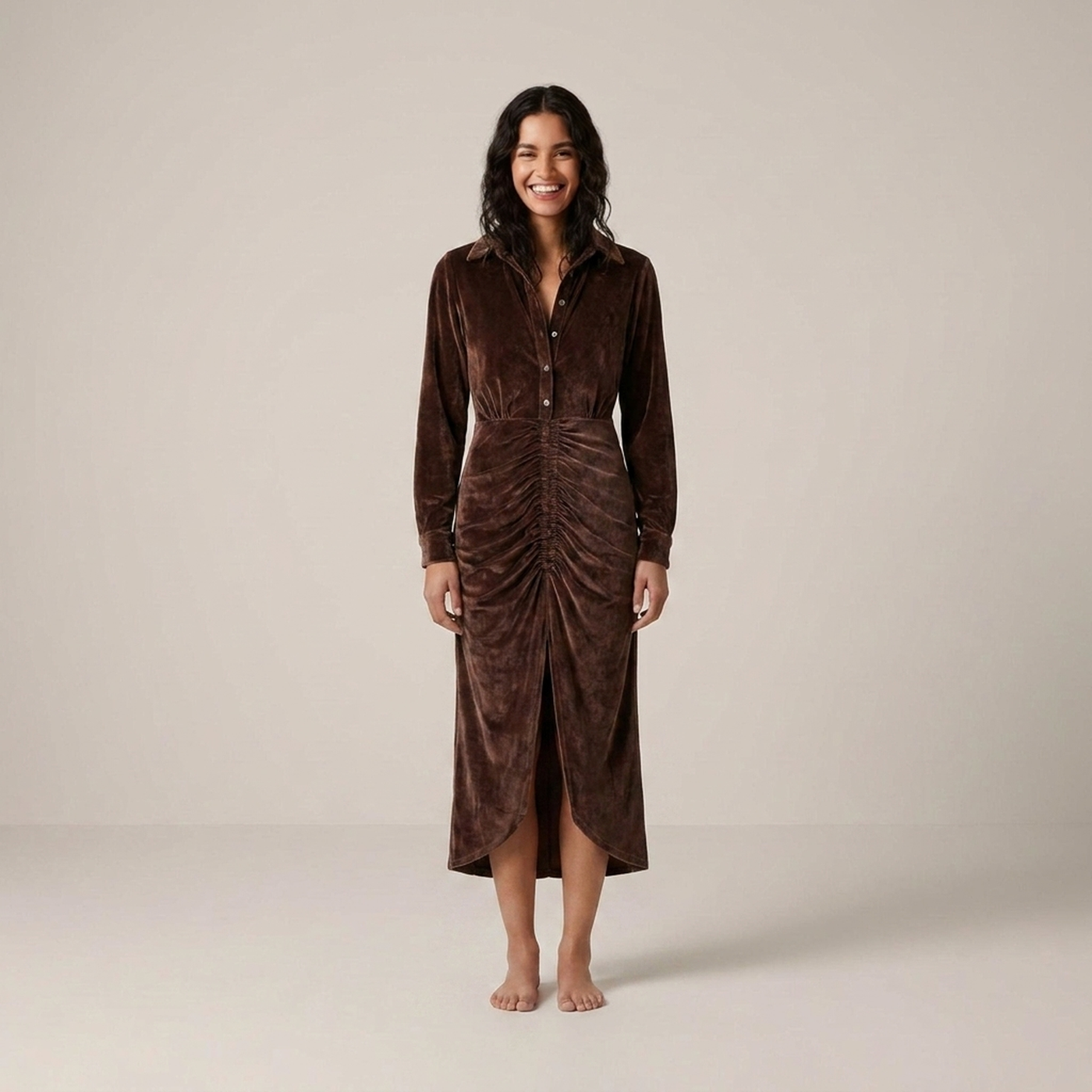 PLUXSTYLE::numise::alessia-pleated-midi-dress::front
