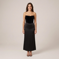 PLUXSTYLE::numise::strapless-corset-maxi-dress::front