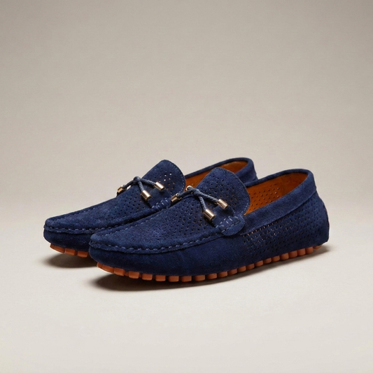 PLUXSTYLE::numise::mens-perforated-slip-on-loafers::closeup-detail