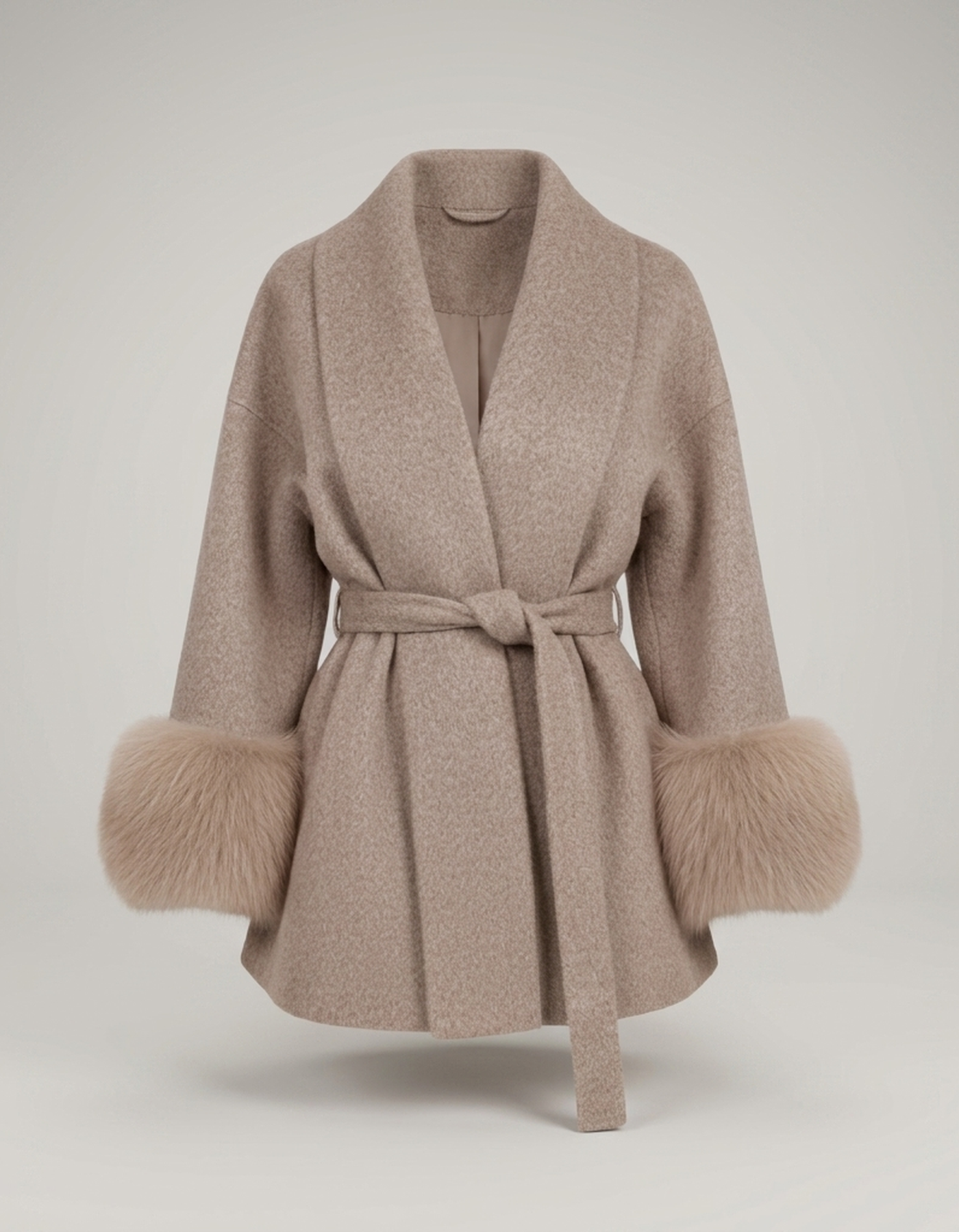 PLUXSTYLE::numise::womens-belted-longline-parka::pack-beige