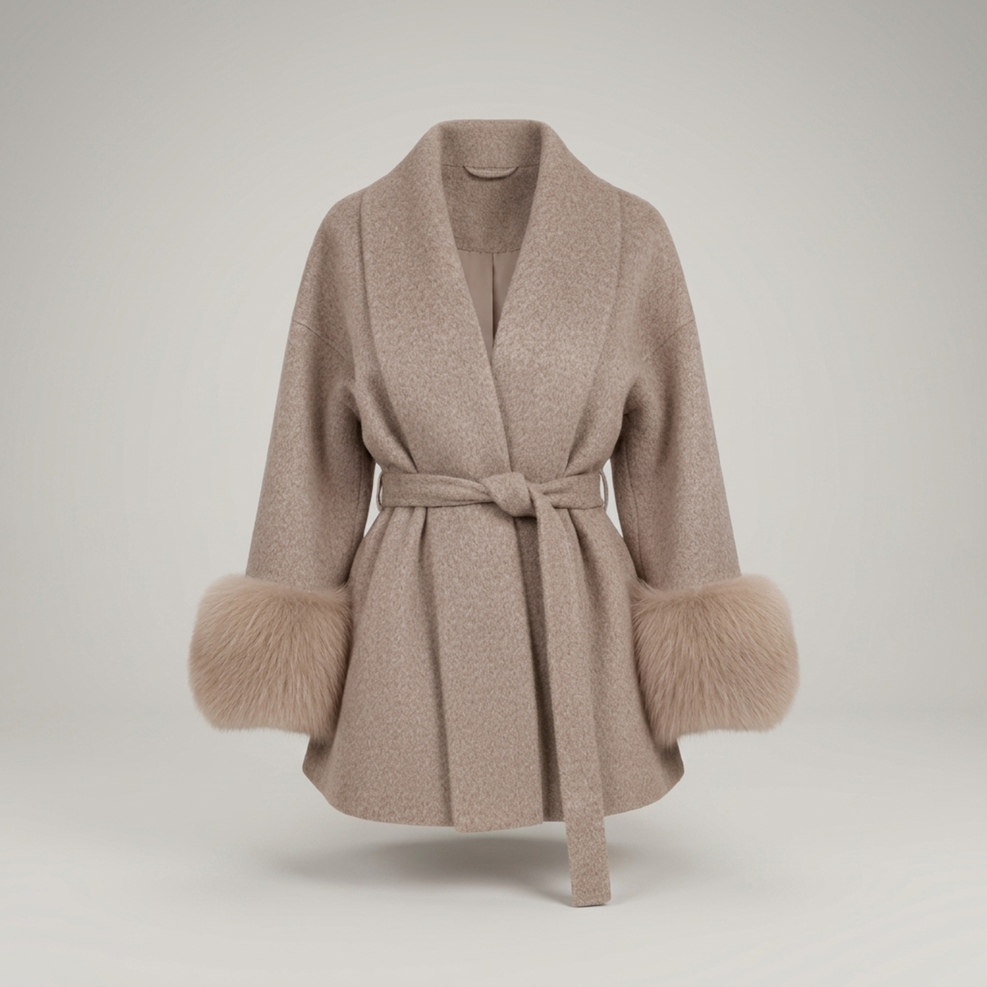 PLUXSTYLE::numise::womens-belted-longline-parka::pack-beige