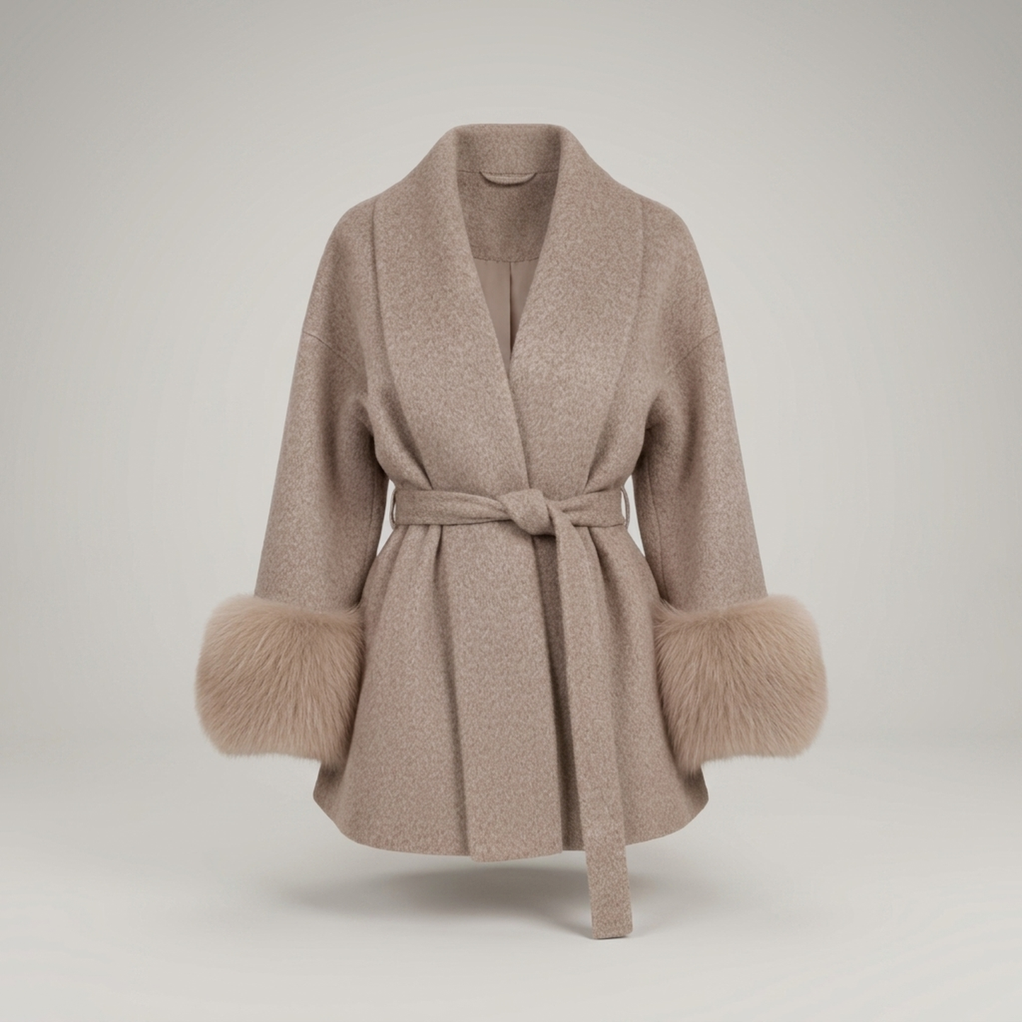 PLUXSTYLE::numise::womens-belted-longline-parka::pack-beige