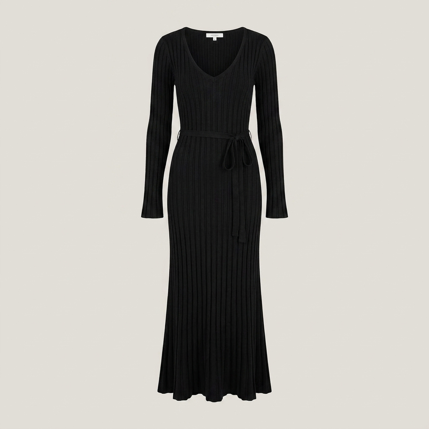 PLUXSTYLE::numise::v-neck-tie-waist-midi-dress::pack-black