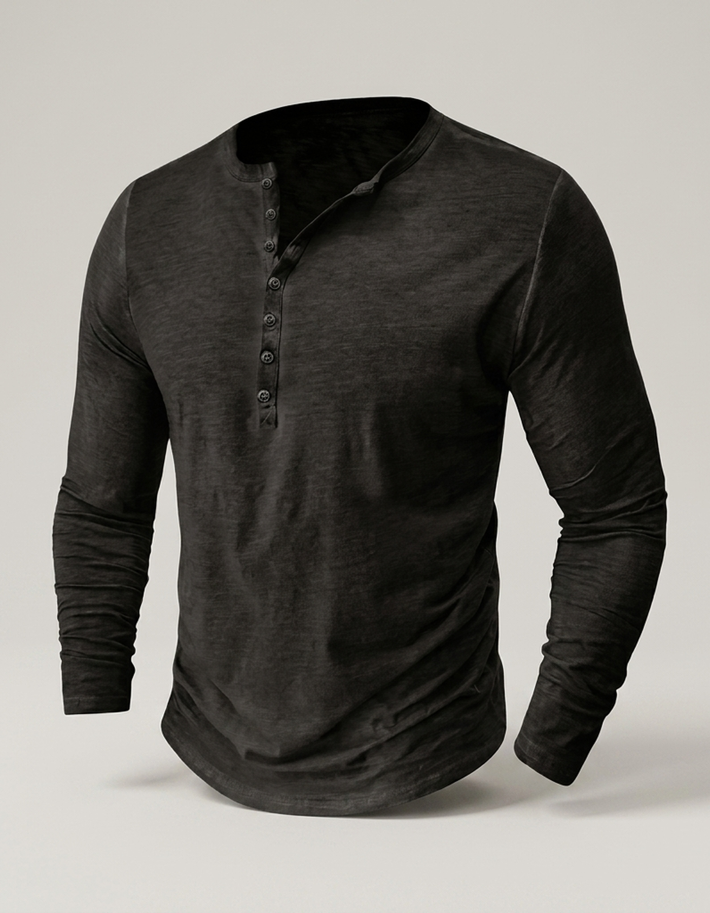 PLUXSTYLE::numise::mens-relaxed-long-sleeve-henley-top::pack-black