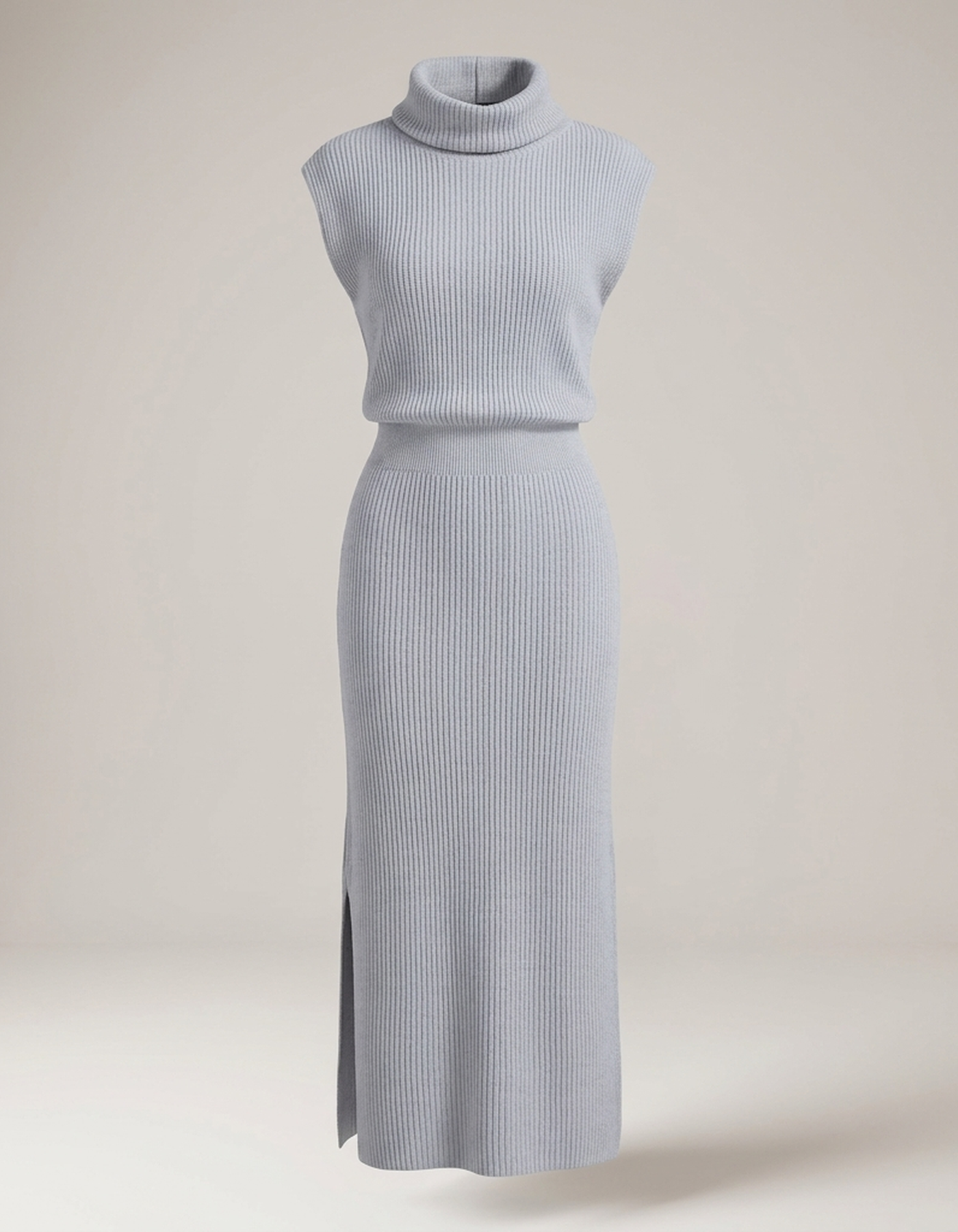 PLUXSTYLE::numise::sleeveless-draped-neck-midi-dress::pack-light-gray