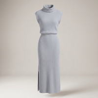 PLUXSTYLE::numise::sleeveless-draped-neck-midi-dress::pack-light-gray